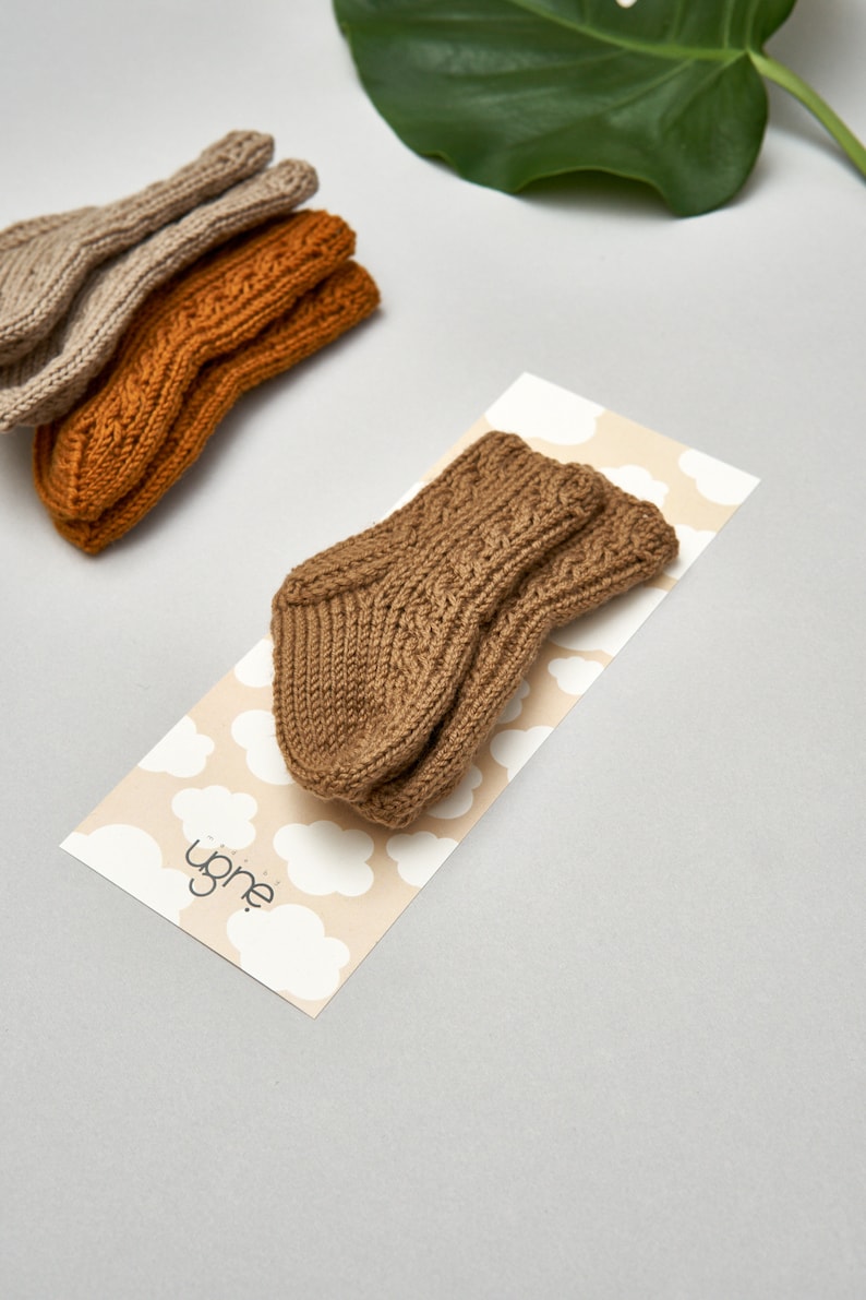 Chaussettes unisexes tricotées pour bébé, cadeau de baby shower brown