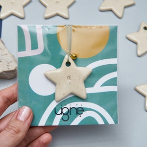 Ornamento de estrela, enfeite de natal com inicial de estrela pequena, enfeite de carta - enfeite personalizado, enchimento de meia, etiqueta de presente de feriado