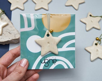 Star Ornament, Small Star Initial Christmas Ornament, Letter Ornament - Custom Ornament, Stocking Stuffer, Holiday Gift Tag
