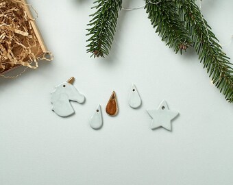 Decorazione di Natale minimalista, Unicorn ornamento, decorazioni di stelle, goccia appendere decorazioni, Oggettistica per la casa di argilla, Natale scandinavo