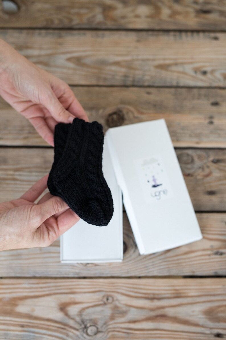 Grey knitted woolen baby socks Baby shower Boy Gift Etsy