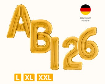 Abi 26 Buchstaben & Zahlen Ballon Set 35cm - 100cm Gold / Silber Luftballons, Folienballons, Helium Ballons, Riesenballons, Abitur 2026
