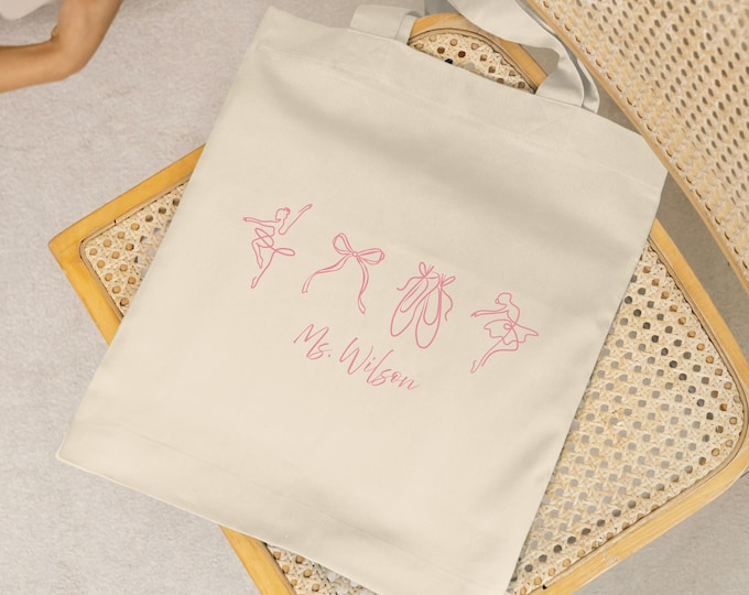 Personalized Dance Tote Bag For Dance Teacher Name Gift Custom Dance Bag For Girls Dance Bag For Dance Mom Gift For Ballet Teacher Bag