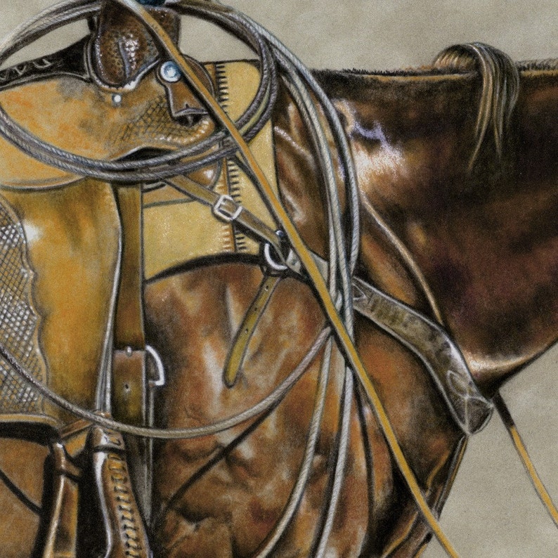 Colored Pencil on Suede Board of Ranchroping Horse Etsy