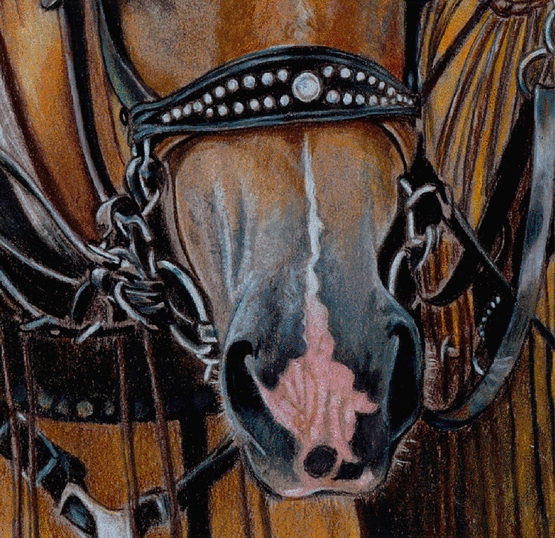 Horse Power, Signed Print from Colored Pencil Drawing, Draft Horses image 3