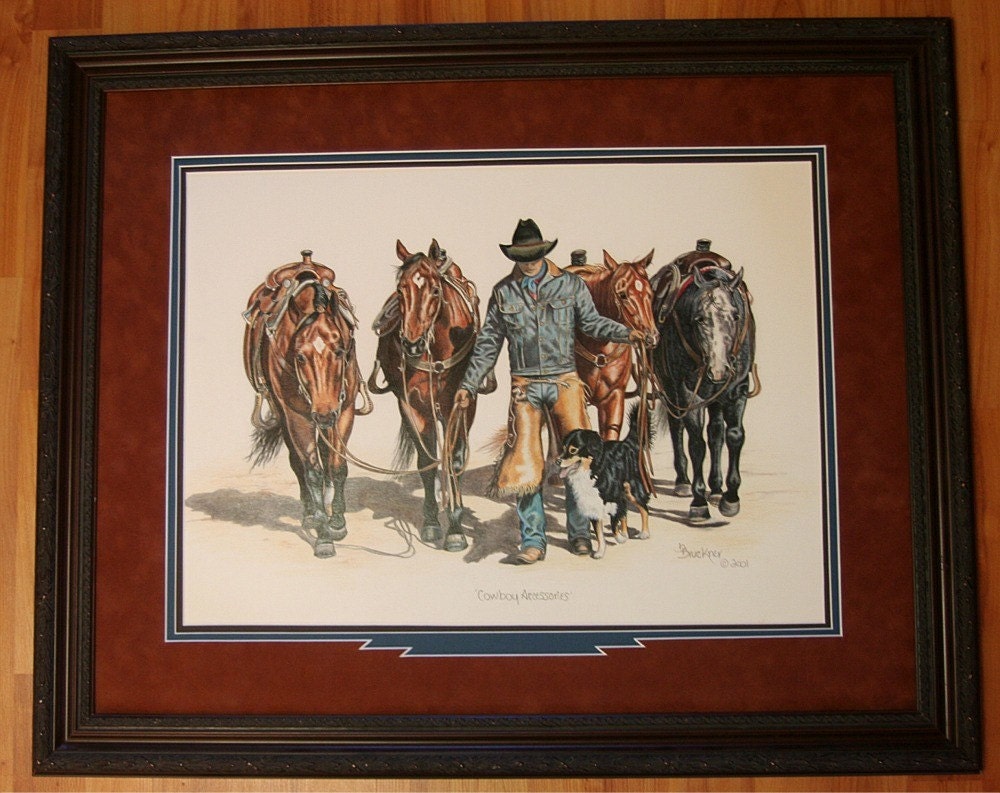 Original Colored Pencil Drawing entitled Cowboy Etsy