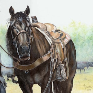 Equine Art Print ~ "The Professional" ~ Western Ranch Horse ~ Saddle Horse ~ Working Ranch Horse ~ Western Art ~ Cowboy Art ~ Unframed Print