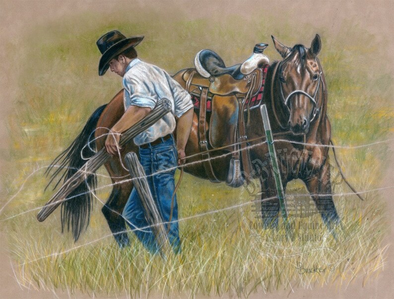 Cowboy y caballo cuarto de milla impresión de dibujo a lápiz | Etsy Cowboy y caballo cuarto de milla impresión de dibujo a lápiz | Etsy