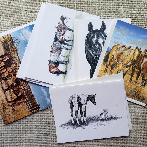 Western Equine Rustic Notecards ~ Blank Cards ~ Stationery ~ Assorted Western Scenes to Choose From Packages of 8 or 10 Cards with Envelopes