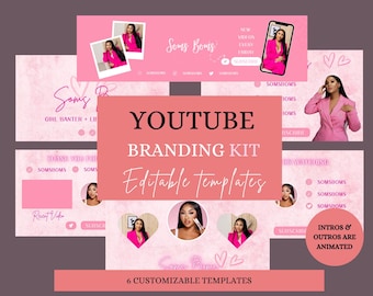 Animated YouTube Branding Kit - Customizable Templates for Channel - Intro, Outro, and Thumbnails