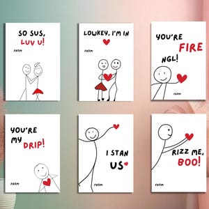 Funny Kids Valentine&#39;s Day Cards, Printable Classroom Valentines, Cute Slang Cards for Boys and Girls, Unique Classroom Exchange Cards