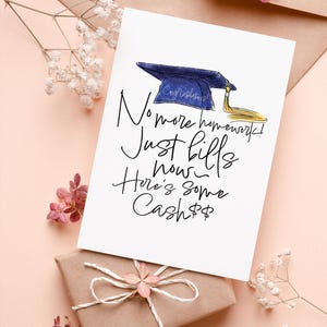 Tarjeta de graduación plegable e imprimible con sobre para efectivo / Tarjeta de graduación DIY para imprimir como regalo / Descarga instantánea en PDF