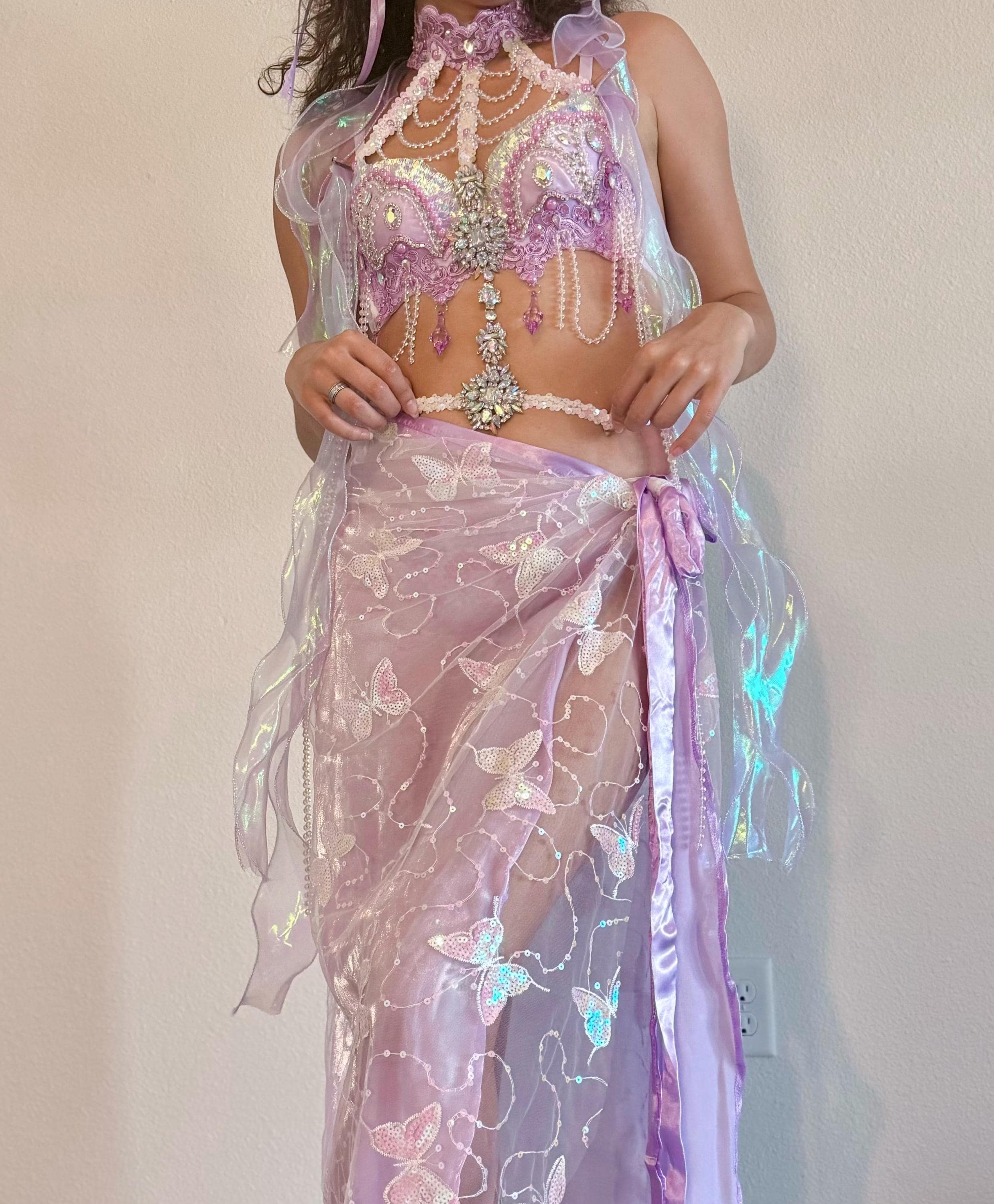 Violet Butterfly Rave Outfit: Bra + Long Wrap Skirt Set - Etsy