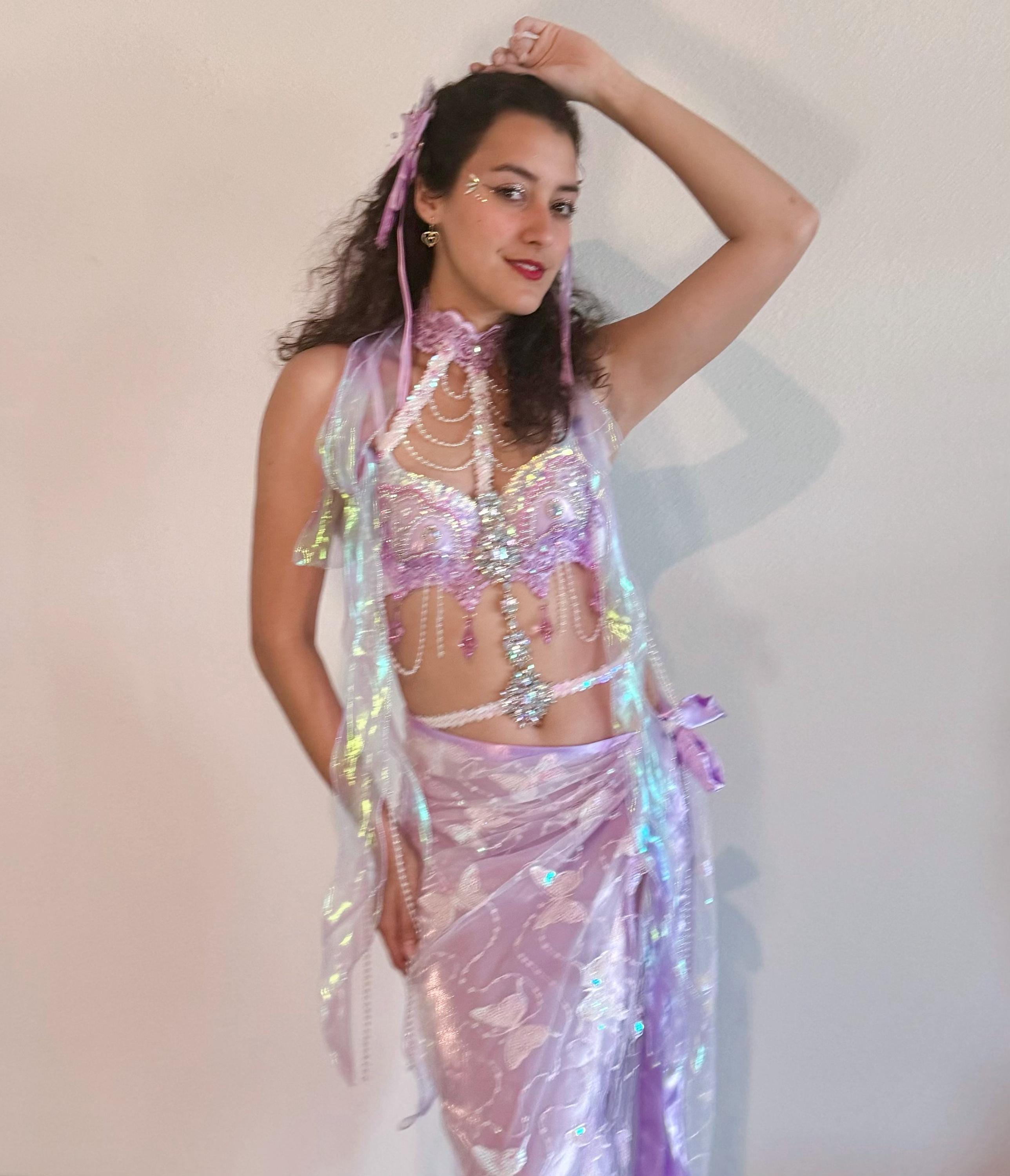 Violet Butterfly Rave Outfit: Bra + Long Wrap Skirt Set - Etsy
