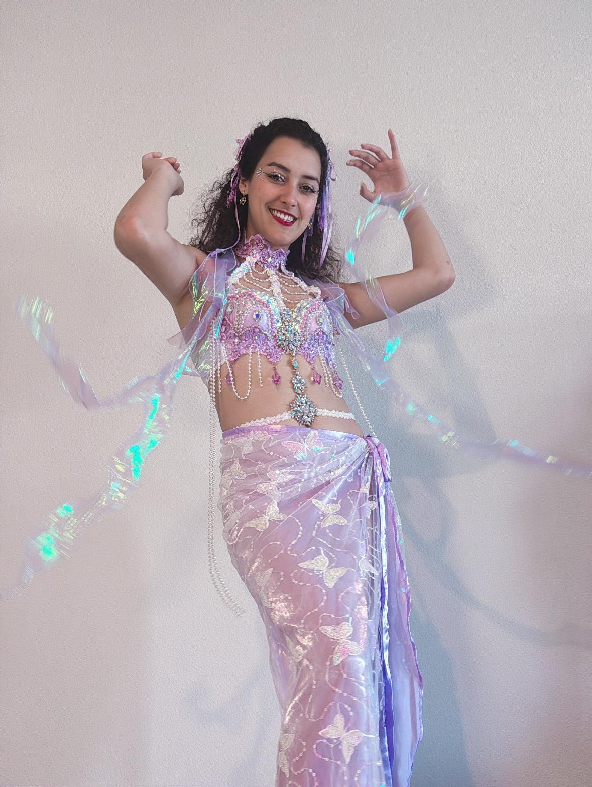 Violet Butterfly Rave Outfit: Bra + Long Wrap Skirt Set - Etsy