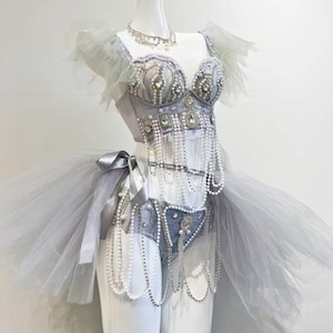 Ballerina Fantasy | Rave Festival Outfit | Top + Bottom + Tutu Skirt