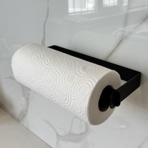 Metal Paper Towel Holder Knock System Kitchen Organizer Hanger Wall & Kitchen Cabinet Mount Tool