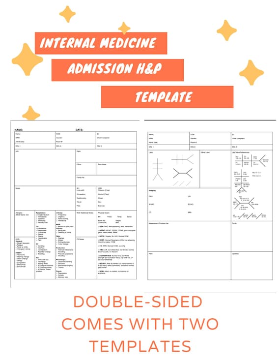The BEST Internal Medicine H&P clinical templates made for Internal Medicine/ PA/ NP students- Digital Download/Printable