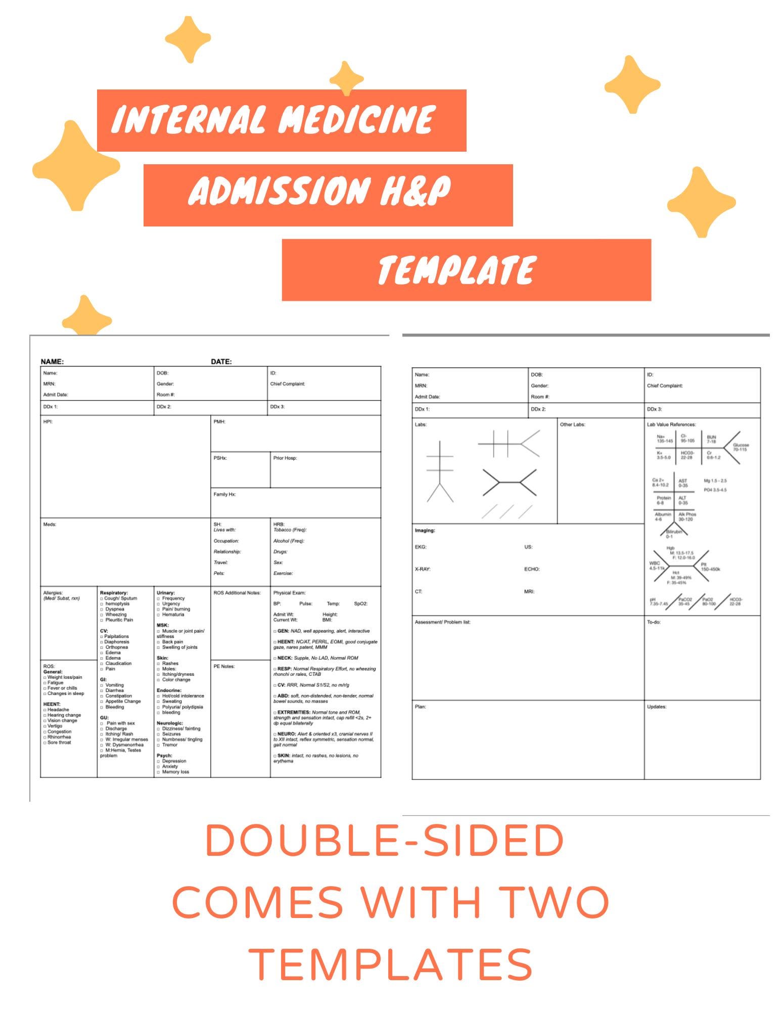 The BEST Internal Medicine H&P Clinical Templates Made for Internal ...