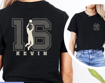 Personalized Volleyball Name & Number Tee, Volleyball Team Spirit Shirt, Game Day Mom Outfit, Custom Volleyball Mom Shirt, Sports Mom Gift