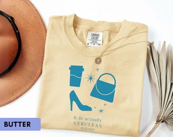 Blue Azure Cerul Sweatshirt, Fashion Quote Shirt, Devil Wears Inspired Tee, Comfort Colors® Boss Lady Crewneck, Editor Fashion Movie SkyBlue