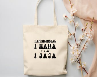 Funny Spanglish Tote Bag, Bilingual Humor, Gift For Latinos, Funny Latina Present, I Am Bilingual Tote Bag, Latinos Pride Tote Bag Present