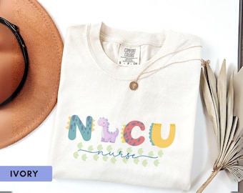 Comfort Colors® NICU Nurse Shirt, Dinosaur RN Tee, Neonatal Intensive Care Nurse Gift, Pediatric Nursing Week Shirt, Baby Healthcare Nurse