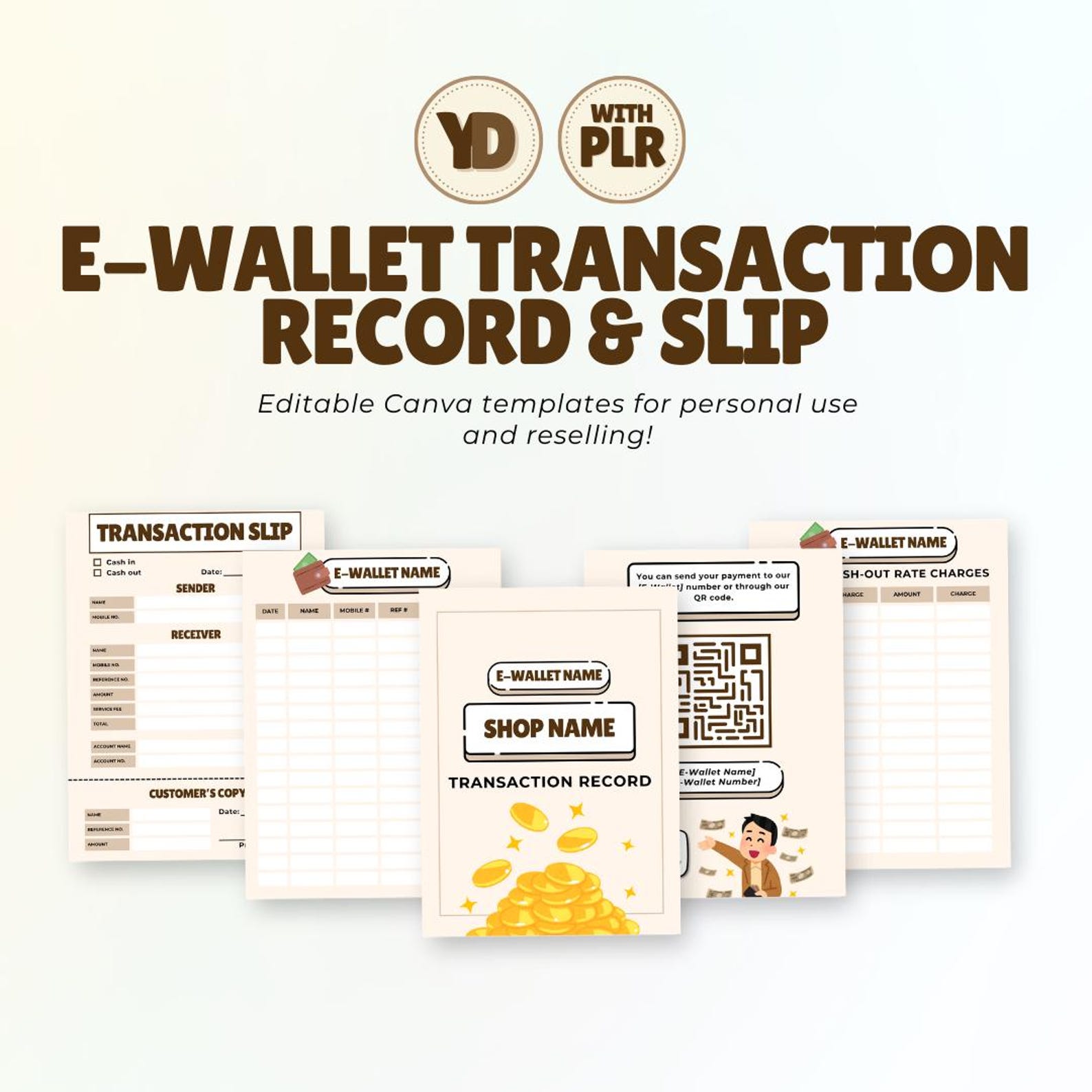 E-wallet Transaction Record & Slip | Canva Digital Download With PLR - Etsy