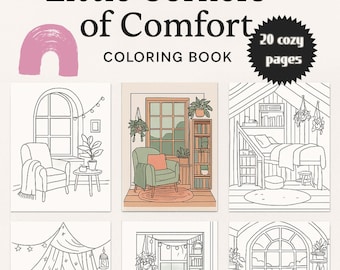 Cozy Life Coloring Pages for Adults and Kids - Cottagecore Room Vibes - Cute Hygge Interiors - Digital Download - Little Corners of Comfort