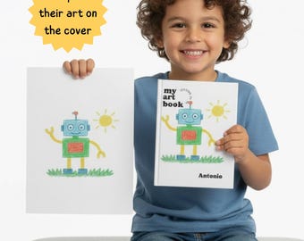 Gepersonaliseerd schetsboek, aangepaste omslag met kinderkunst, tekenboek, blanco schetsboek