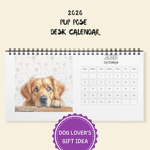 2026 Mini Desk Dog Calendar, Cute Dog Art, Perfect Gift for Dog Lovers, Monthly Desk Accessory, Pet Lover Office Decor, Adorable Dog Poses