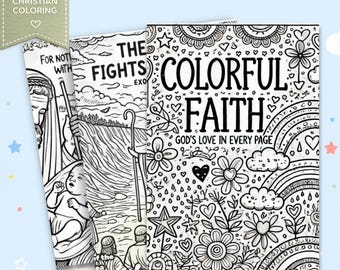 Páginas para colorear con versículos bíblicos de FE COLORIDA para niños con derechos PLR