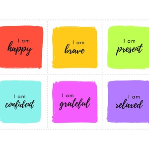 42 druckbare positive Affirmationskarten für Kinder und Erwachsene, mutige tägliche Affirmationen, Druck im A4- oder US Letter-Format, positive Motivationskarten