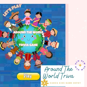 CANVA KIDS GAME, World Trivia Game, Family Game Night, Cultural Trivia Quiz, Learn Geography Fun Family Trivia, Kids Culture Trivia