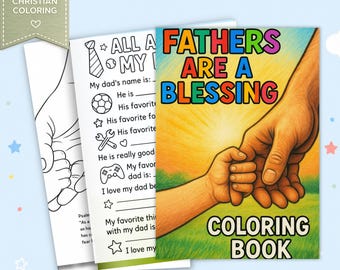 Fathers Day Bible Verse Coloring Pages, Instant Download Bundle Gift for Dad