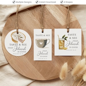 Psalm 34:8 Proef en zie Jehovah is goed Geschrift Cadeaukaartjes Pionier Uitgever Ouderling Waardering Afdrukbare tags Digitale download pdf