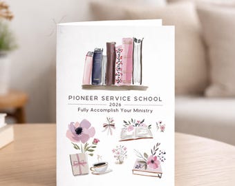 JW Pioneer Service School 2026 Card Fully Accomplish Your Ministry Pioneer Gift Floral Book Printable Digital Download PDF