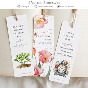 JW Ministry Scripture Bookmarks Printable Pioneer School 8 Designs Watercolor Florals House To House Pioneer Gifts Digital Download PDF