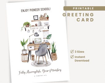 École pionnière JW, carte imprimable, école pionnière 2025, 2 Timothée 4:5, réalisation complète, promotion 2025, carte d'encouragement, téléchargement immédiat