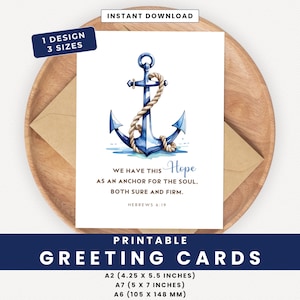 JW Ermutigungskarte | Hebräer 6,19 | Druckbare christliche Grußkarte | Anker Bibel Vers Karte | Sofortdownload | Maritime Kunst