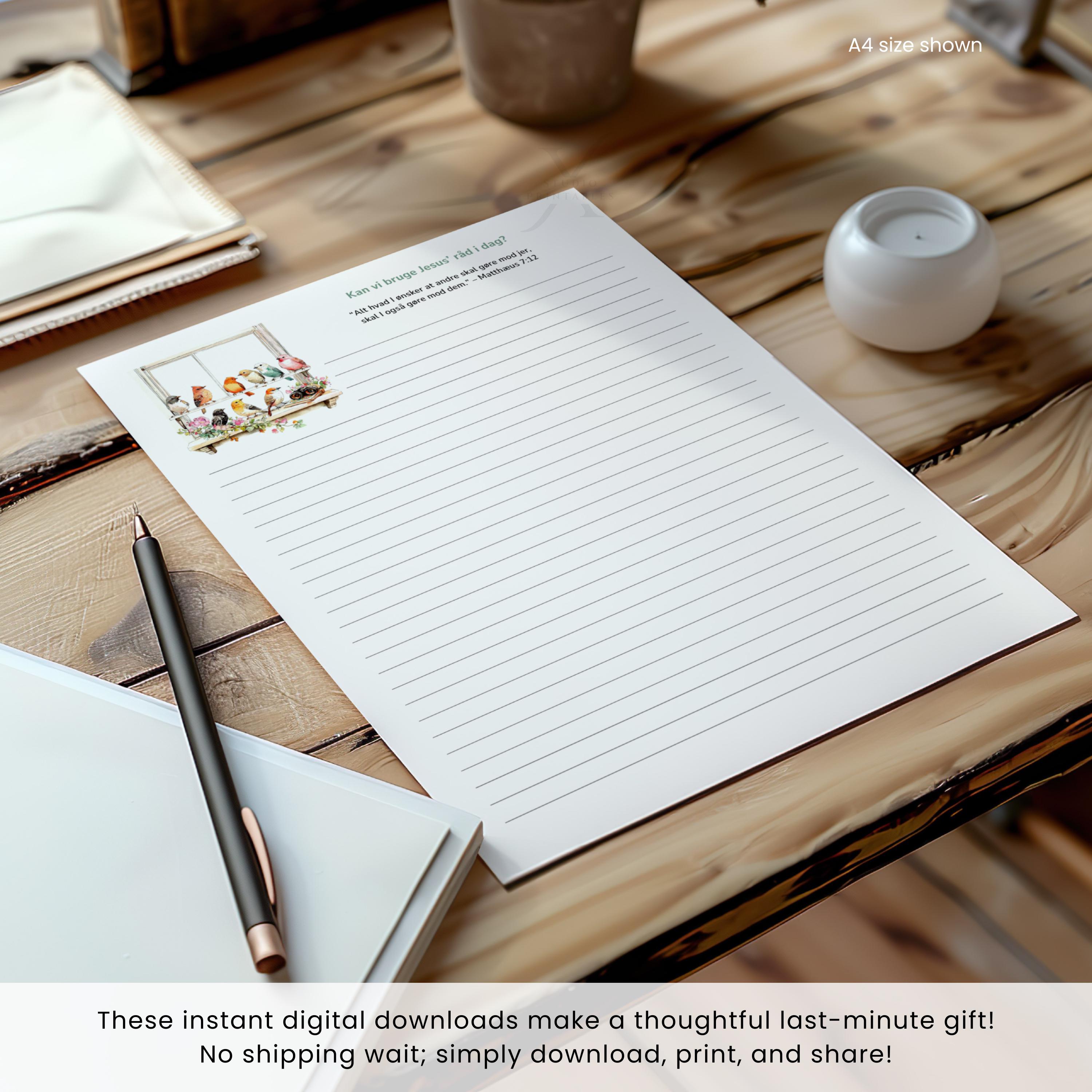 Writing Guide Designs Danish JW Tracts Letter Writing Paper Set 9 Designs Printable ...