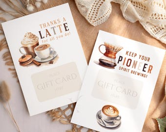 Gift Card Holders Template Printable Pioneer School Gift Card Pioneer Thank You A Latte Digital Download PDF JW Pioneer Gifts 5x7 A7