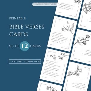 12 Bible Verses Cards for Anxiety Bible Verses Prints Bible Memory Cards Minimalist Floral Notecards Bundle Bible Scripture Cards Download