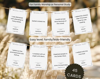 Juego n.° 2: Personajes bíblicos para el culto familiar de los Testigos de Jehová. Tarjetas imprimibles para estudio en grupo (descarga en PDF).