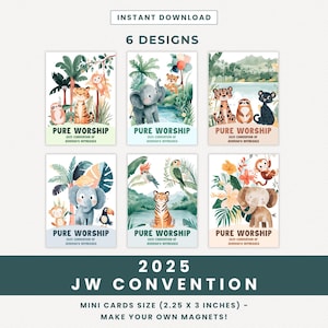 JW Convention Geschenke 2025 Pure Anbetung druckbare Karten Mini Machen Sie Ihre eigenen Magneten JW Printable Spezielle Konvention regionalen Dschungel