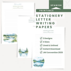 Papel de papelería imprimible para la Convención de los TJ de 2025, con y sin líneas, para Adoración Pura, descarga instantánea en PDF.