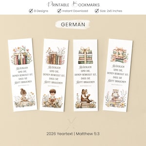 以下が含まれることがあります： 水彩画のイラストが描かれた、印刷可能なブックマーク。各ブックマークにはドイツ語の引用句と、本を読む子供、クマ、またはフクロウの小さなイラストが描かれています。ブックマークのサイズは5 x 15 cmです。