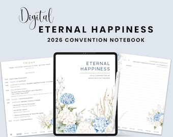 JW Eternal Happiness Convention 2026 Notebook Digital or Printable PDF JW Convention 2026 Digital Notebook Hyperlinked Lined Unlined