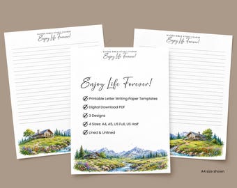 Enjoy Life Forever #5 JW Letter Writing Paper Printable Stationery PDF Lined Unlined A4 A5 US Size Digital Download
