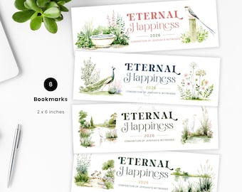 2026 Convention Bookmarks: Eternal Happiness, Watercolor Nature (Digital Download PDF)